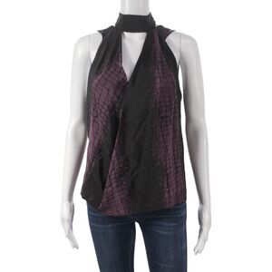 Robert Rodriguez Womens Black Geometric High Neck Sleeveless Blouse Size 2